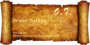 Orsós Tullia névjegykártya